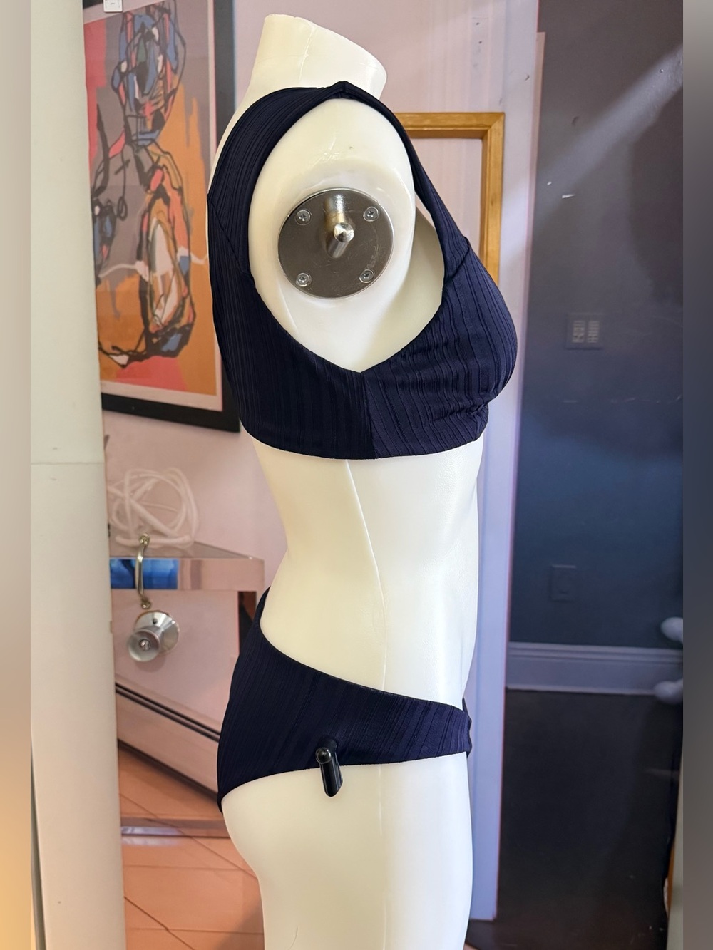 Tavik Ribbed Deep V Navy Bikini Set - Picture 4 of 6